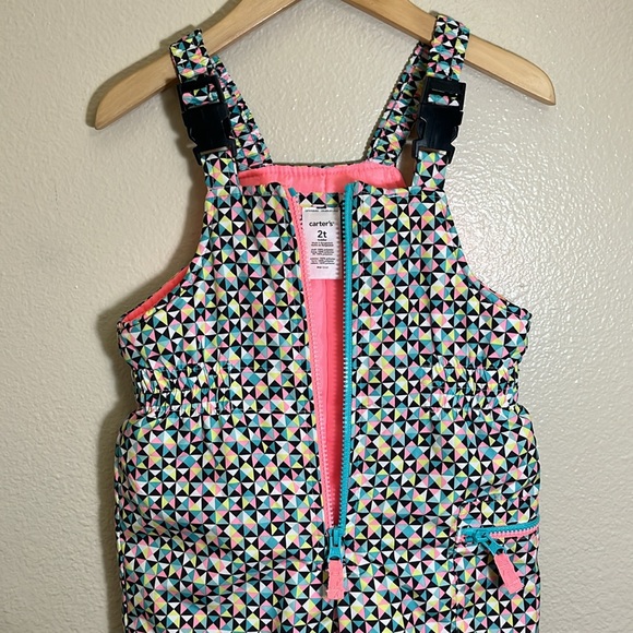 Carter’s Multicolor Patterned Winter Snow Bib Overalls - Picture 4 of 7